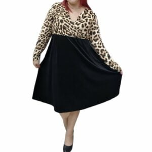Φόρεμα κρουαζέ βελουτέ animal print