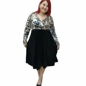 Φόρεμα κρουαζέ βελουτέ animal print